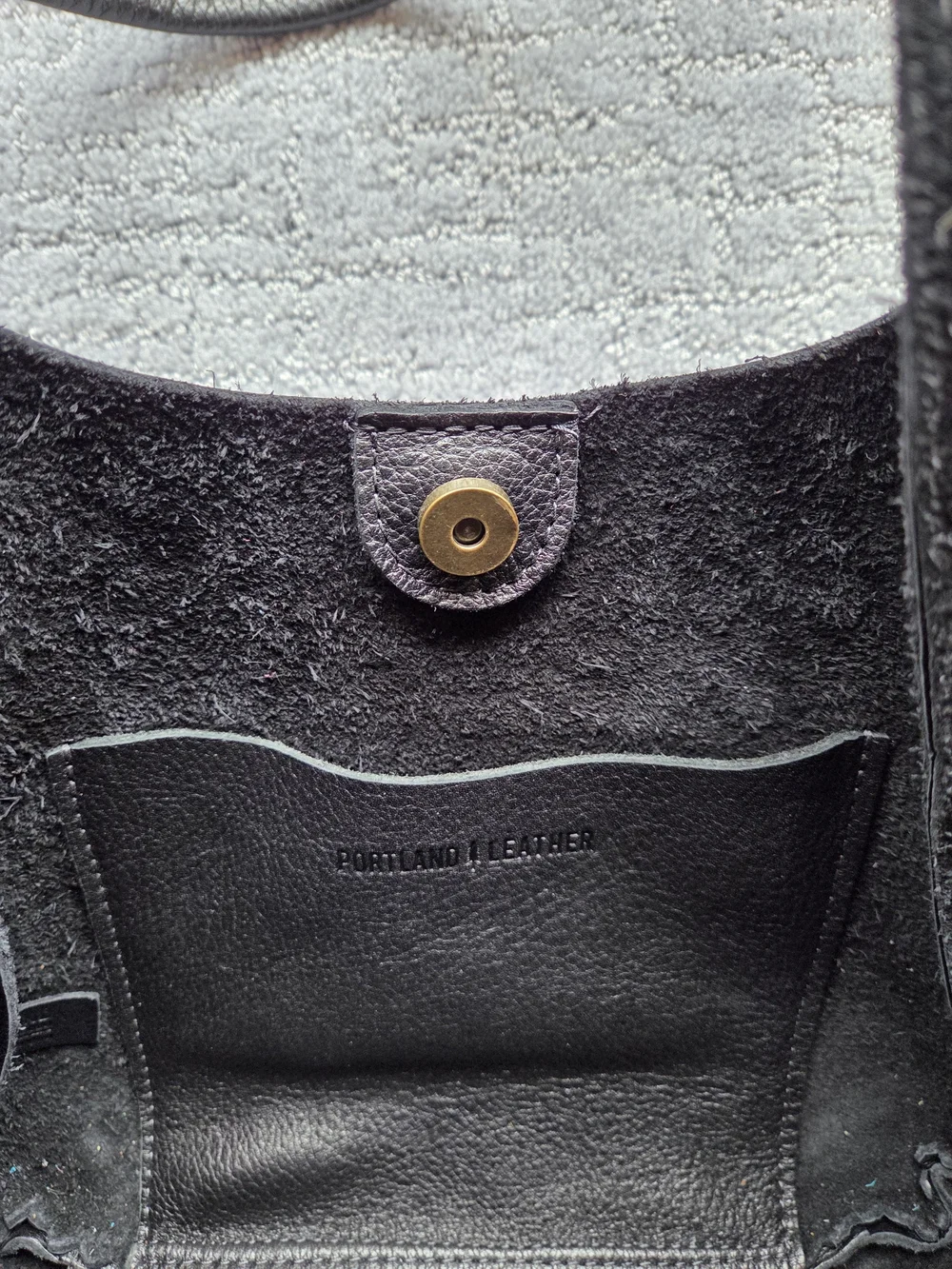 Portland Leather Black Pebbled Large Madison Leather Shoulder Bag